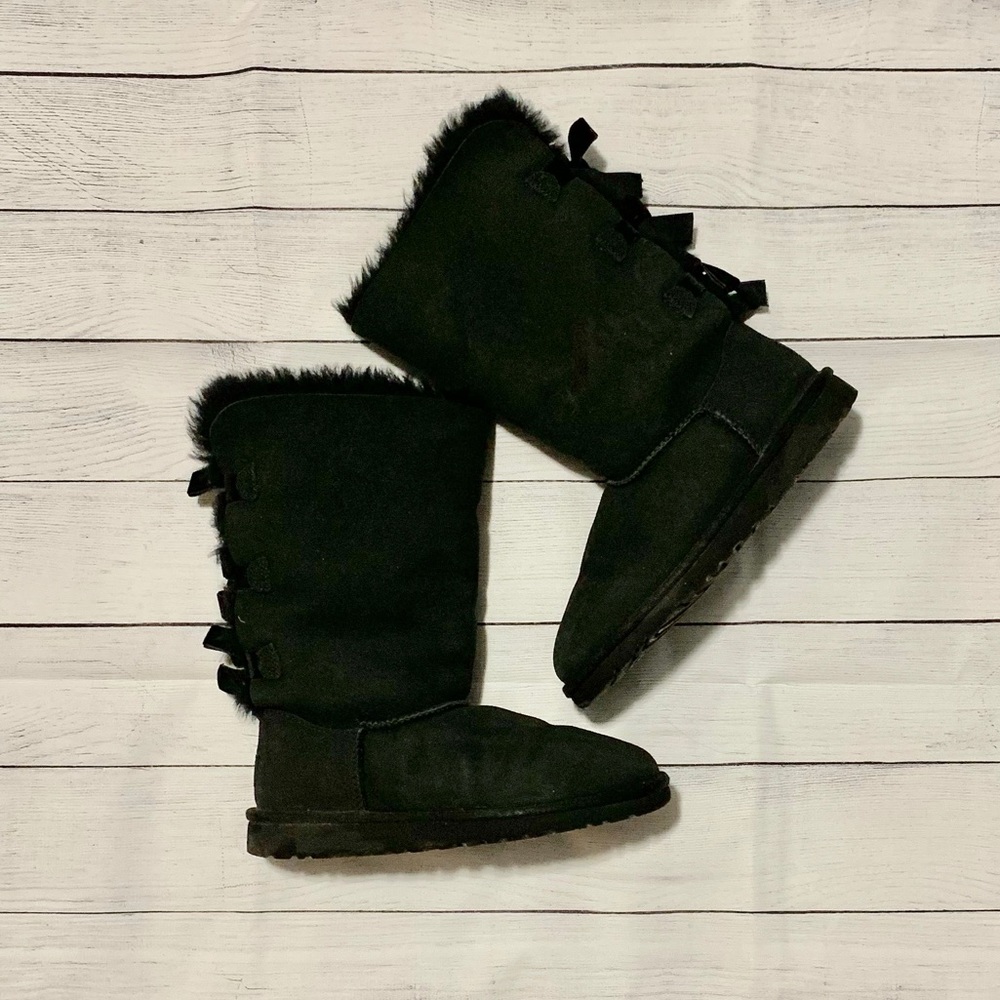 Tall Bow Black UGGs